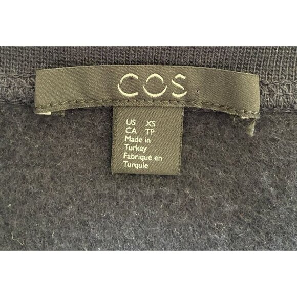 COS Dress Sweatshirt Fleece Lined A Line Pockets Navy Blue XS - Picture 3 of 4